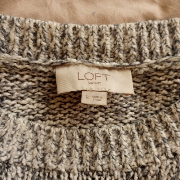 Marled Gray Loft Sweater Slouchy Preppy Normcore Knit Layering Essential - Picture 2 of 6